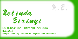 melinda birinyi business card